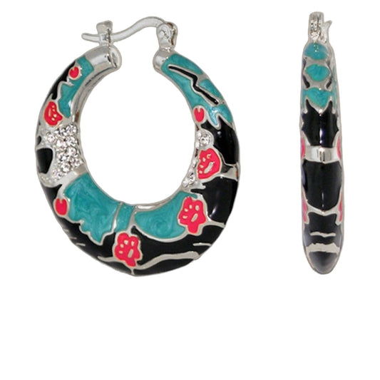 Spring Pleasure Earring turquoise hoop with pink accents and rhinestones Lauren G Adams on Tampa Home & Garden Store