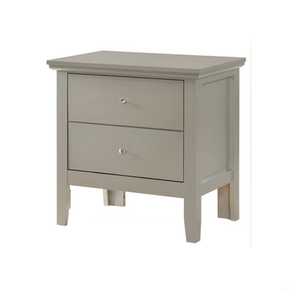 English dovetailed nightstand by HouseOfZazla with nickel hardware, gray finish, 3-drawer accent on Tampa Home & Garden Store