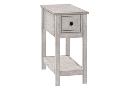 Accent End Table narrow 2-tier with storage drawer, light washed wood finish on Tampa Home & Garden Store