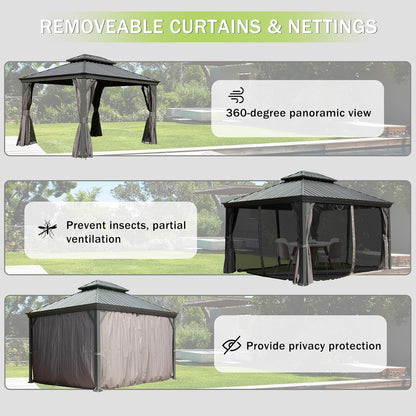 Outdoor Gazebo with Galvanized Steel Double Roof