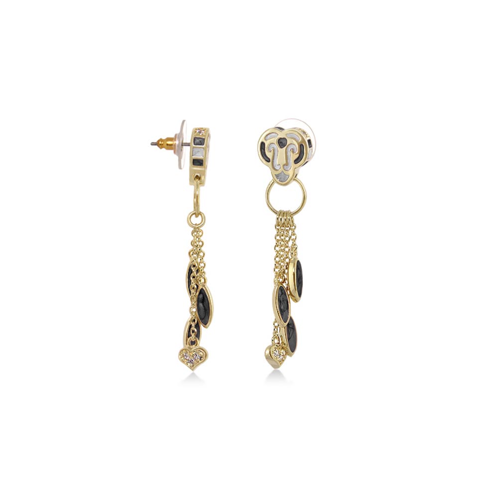 Psychedelic Swirls earrings by Lauren G Adams, gold-tone drop earrings with black enamel accents on Tampa Home & Garden Store