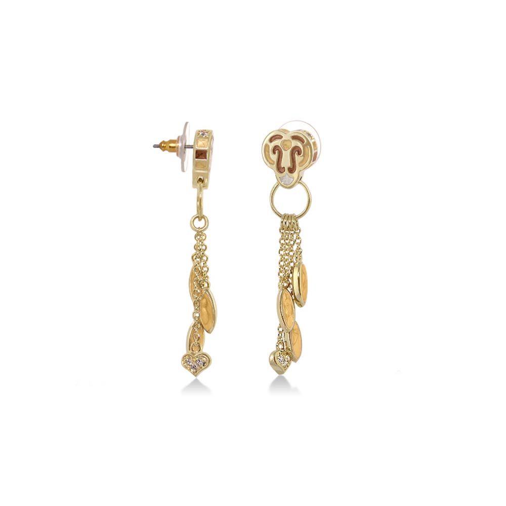 Psychedelic Swirls Earrings by Lauren G Adams, gold-tone drop earrings with heart charms on Tampa Home & Garden Store