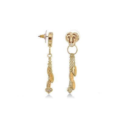 Psychedelic Swirls Earrings by Lauren G Adams, gold-tone drop earrings with heart charms on Tampa Home & Garden Store