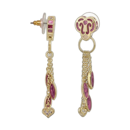 Psychedelic Swirls Earrings by Lauren G Adams; gold-tone with pink enamel, chain drop pair on Tampa Home & Garden Store