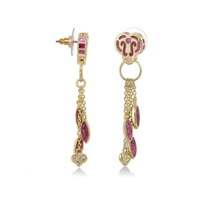 Psychedelic Swirls Earrings pair Lauren G Adams pink stones gold-tone chains on Tampa Home & Garden Store