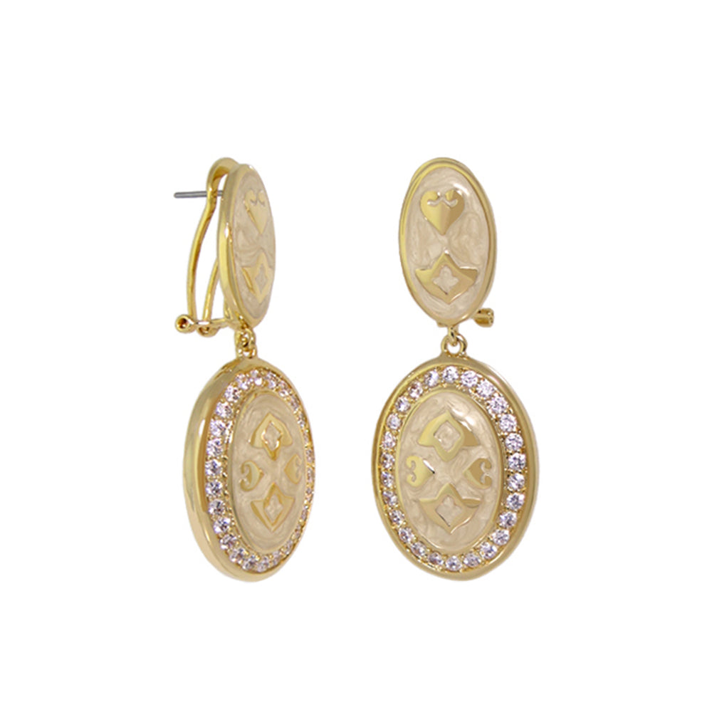The Eilat Earrings gold-tone oval drop with pavé halo, 2-pc set by Lauren G Adams on Tampa Home & Garden Store