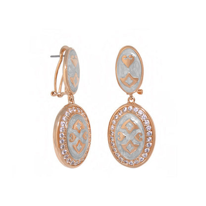 The Eilat Earrings by Lauren G Adams, gold-silver tone drop earrings with crystal halo on Tampa Home & Garden Store