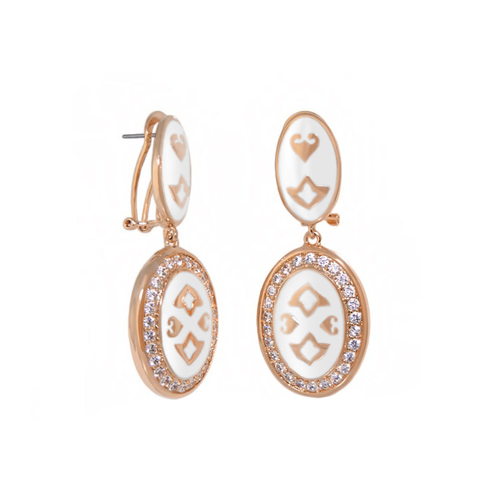 The Eilat Earrings, Lauren G Adams, rose gold with white enamel centers and pavé crystals, 2pc on Tampa Home & Garden Store