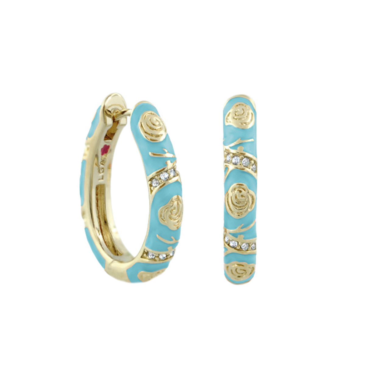 Stackable Fiesta Earrings Rosette Pavé Hoop turquoise crystals by Lauren G Adams on Tampa Home & Garden Store
