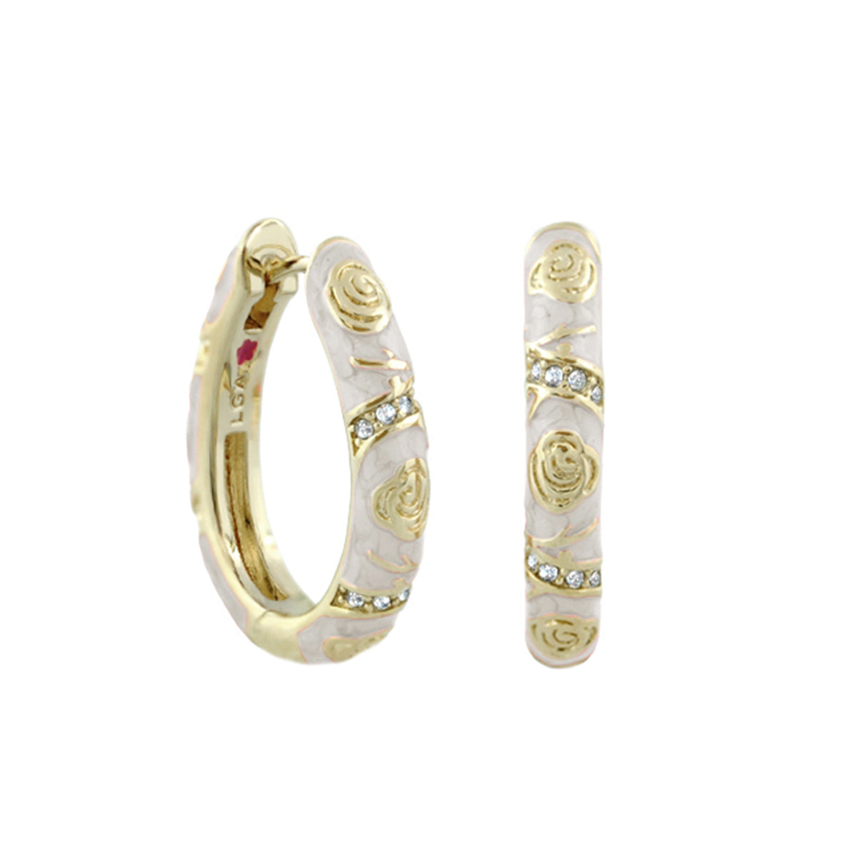 Stackable Fiesta Earrings Rosette Pavé Hoop pair in gold-tone with enamel, Lauren G Adams on Tampa Home & Garden Store