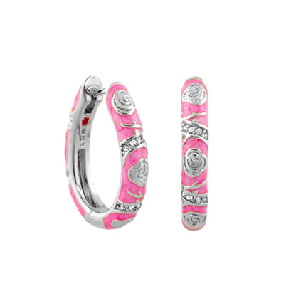 Stackable Fiesta Earrings Rosette Pavé Hoop pink with silver rosettes by Lauren G Adams on Tampa Home & Garden Store