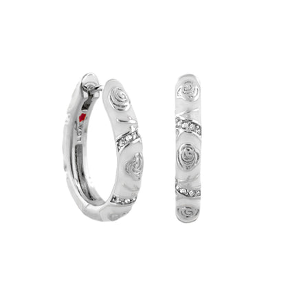 Pair of Stackable Fiesta Earrings Rosette Pavé Hoop by Lauren G Adams, silver tone on Tampa Home & Garden Store