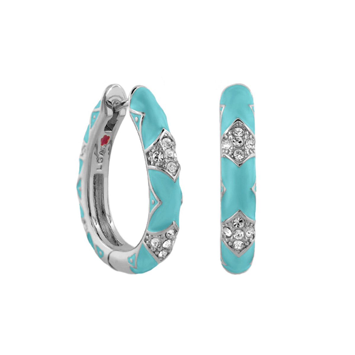 Stackable Fiesta Earrings Pavé Station Hoop turquoise enamel by Lauren G Adams pair on Tampa Home & Garden Store