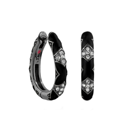 Stackable Fiesta Earrings Pavé Station Hoop black enamel diamonds Lauren G Adams pair on Tampa Home & Garden Store