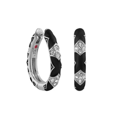 Stackable Fiesta Pavé Station Hoop earrings, black enamel with crystal pavé, 2pc on Tampa Home & Garden Store