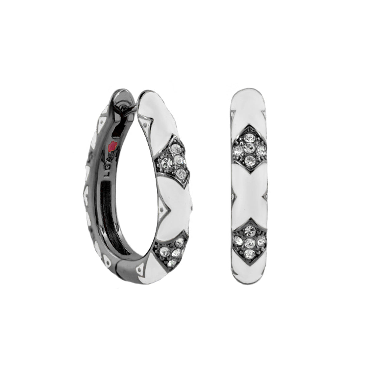 Stackable Fiesta Earrings Pavé Station Hoop white metal pavé accents Lauren G Adams on Tampa Home & Garden Store