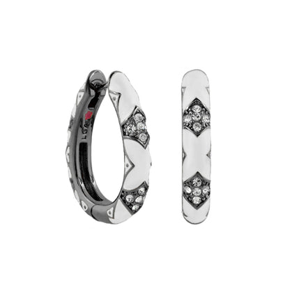 Stackable Fiesta Earrings Pavé Station Hoop white metal pavé accents Lauren G Adams on Tampa Home & Garden Store