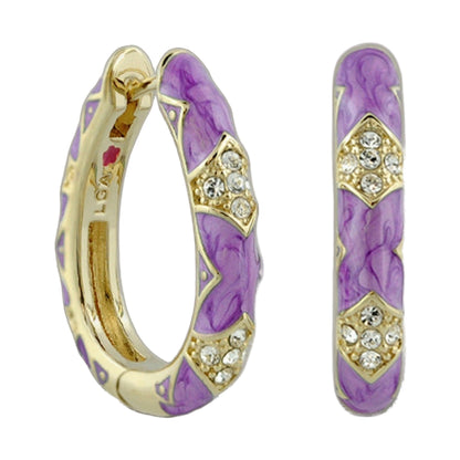 Stackable Fiesta Earrings Pavé Hoop Lauren G Adams purple enamel gold pavé crystals on Tampa Home & Garden Store