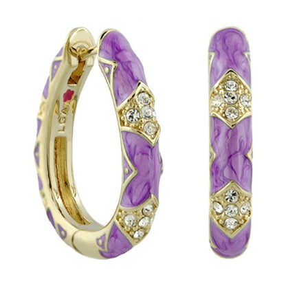 Fiesta Pave Hoop Earrings by Lauren G Adams, purple enamel, gold-tone rhinestones, pair on Tampa Home & Garden Store