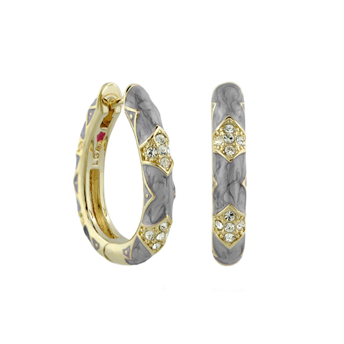 Stackable Fiesta Earrings Pavé Hoop two-tone gold grey enamel diamond accents Lauren G Adams on Tampa Home & Garden Store
