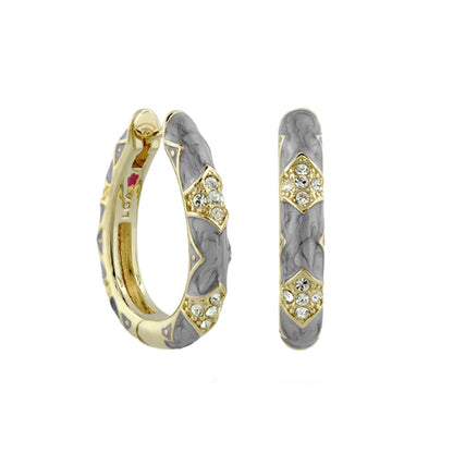 Stackable Fiesta Earrings Pavé Hoop two-tone gold grey enamel diamond accents Lauren G Adams on Tampa Home & Garden Store