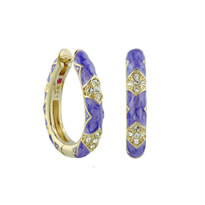 Stackable Fiesta Pavé hoops, purple enamel, crystals, two-piece set on Tampa Home & Garden Store