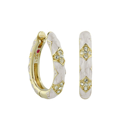 Stackable Fiesta Earrings — Pavé Hoop, white marbled enamel, Lauren G Adams pair on Tampa Home & Garden Store