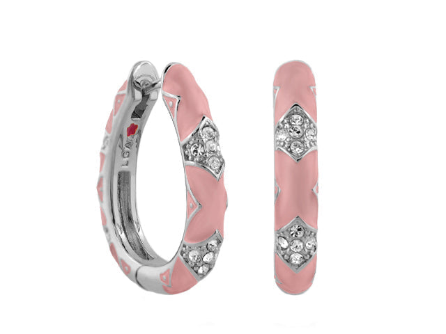 Stackable Fiesta Earrings — Pavé Station Hoop pink enamel with pavé, Lauren G Adams on Tampa Home & Garden Store