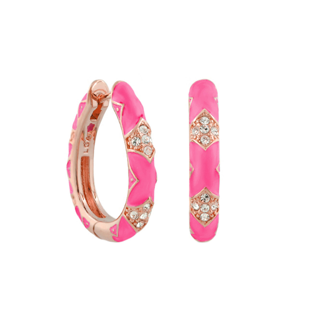 Stackable Fiesta Earrings Pavé Hoop in pink enamel by Lauren G Adams pair on Tampa Home & Garden Store