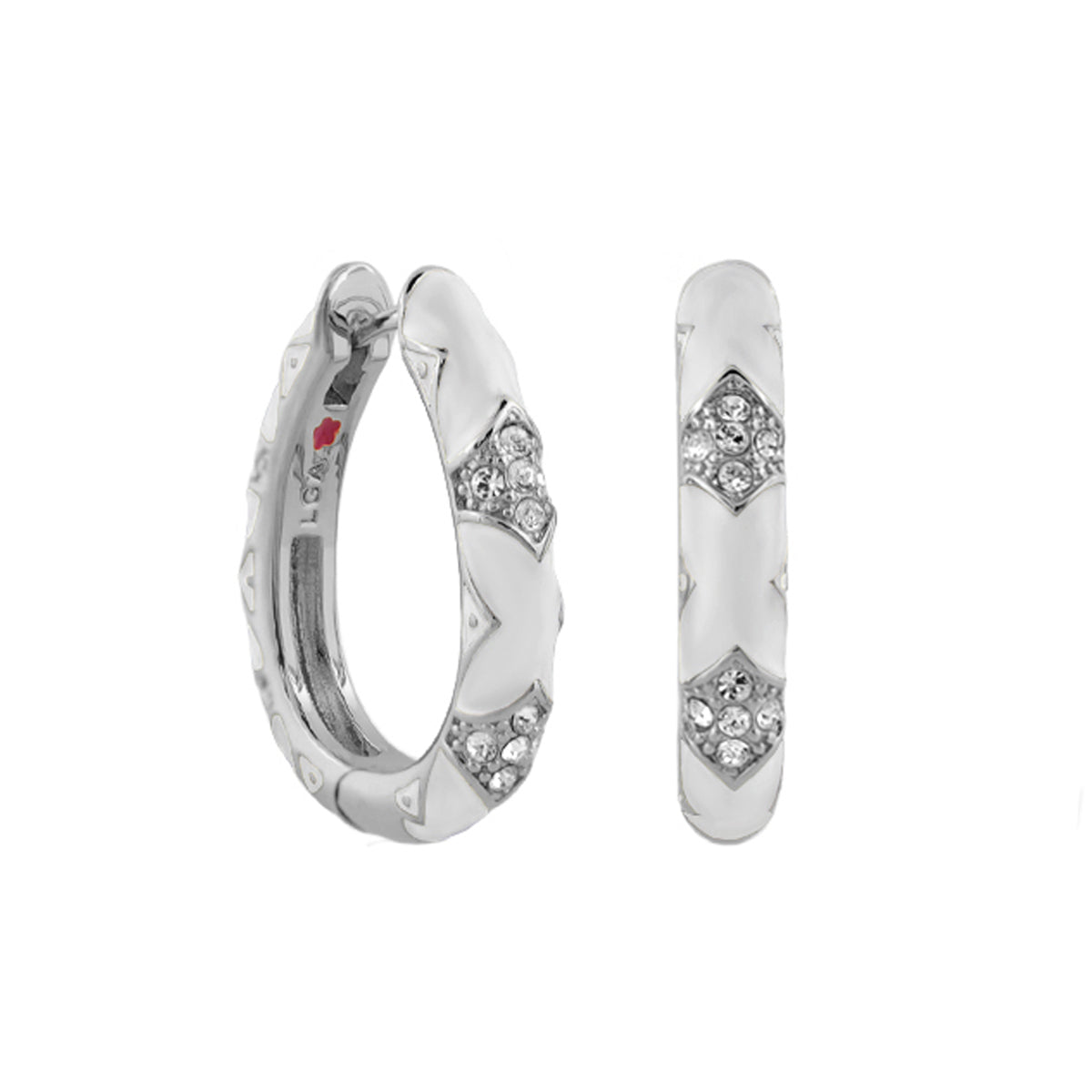 Stackable Fiesta Pavé Station Hoop earrings silver by Lauren G Adams pair on Tampa Home & Garden Store