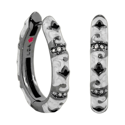 Stackable Fiesta Lozenge Pavé Hoop earrings, silver-tone crystals, Lauren G Adams, set of 3 on Tampa Home & Garden Store