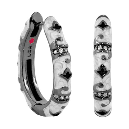 Stackable Fiesta Earrings Lozenge Pavé Hoop, Lauren G Adams, silver hoops with crystals, pair on Tampa Home & Garden Store