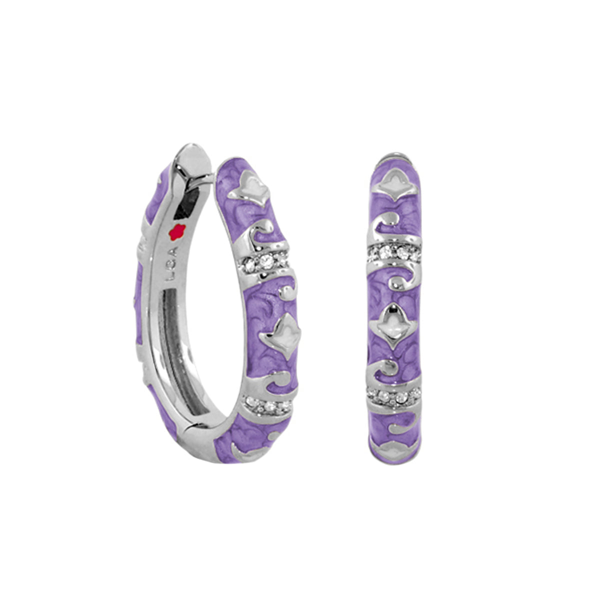 Stackable Fiesta Earrings Lozenge Pavé Hoop by Lauren G Adams purple enamel with pavé stones on Tampa Home & Garden Store