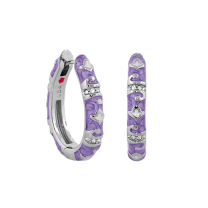 Stackable Fiesta Earrings Lozenge Pavé Hoop by Lauren G Adams purple enamel with pavé stones on Tampa Home & Garden Store