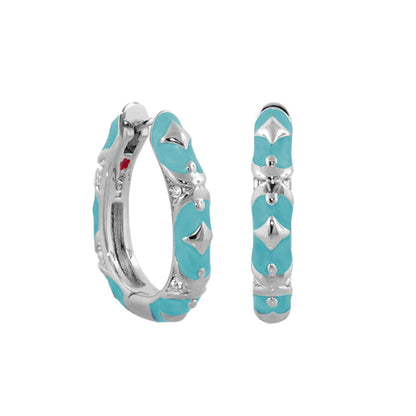 Stackable Fiesta Earrings pair - turquoise enamel studded hoop by Lauren G Adams on Tampa Home & Garden Store