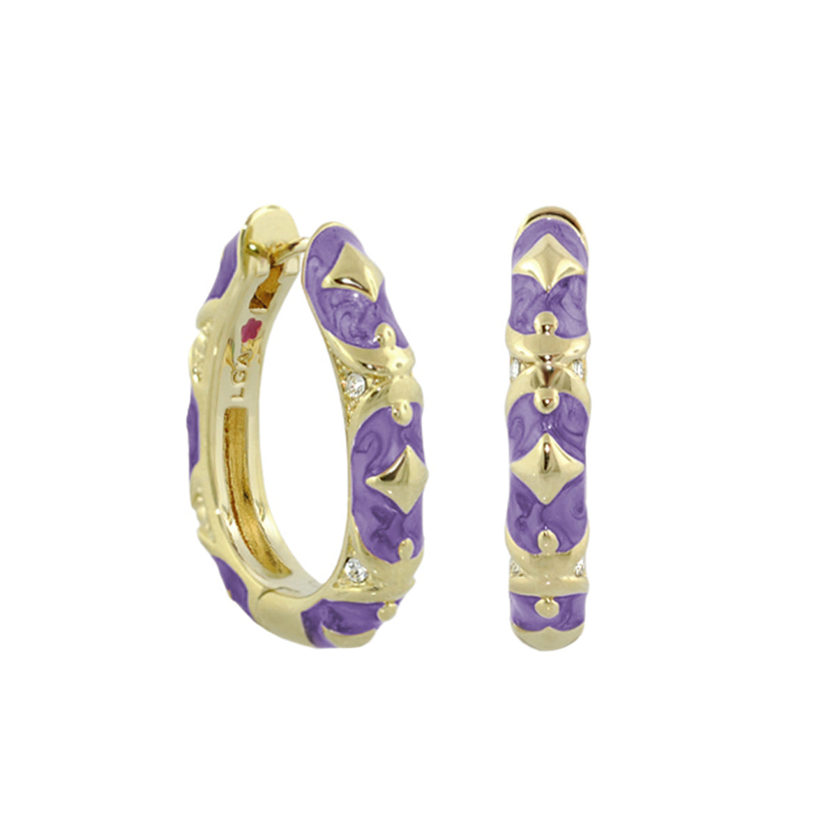 Stackable Fiesta Earrings — Studded Hoop, purple enamel, gold-tone, Lauren G Adams, pair on Tampa Home & Garden Store