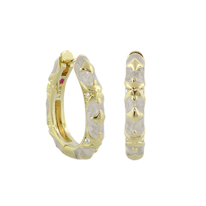 Stackable Fiesta Earrings Studded Hoop pair two-tone gold and silver by Lauren G Adams on Tampa Home & Garden Store