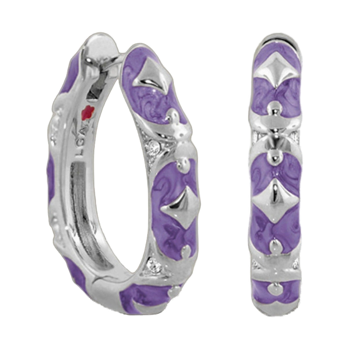 Stackable Fiesta Earrings Studded Hoop purple enamel silver-tone Lauren G Adams set of 2 on Tampa Home & Garden Store