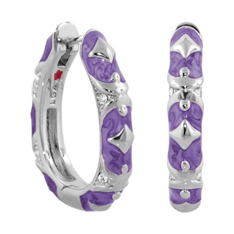 Stackable Fiesta Earrings — Studded Hoop, purple enamel with silver by Lauren G Adams on Tampa Home & Garden Store