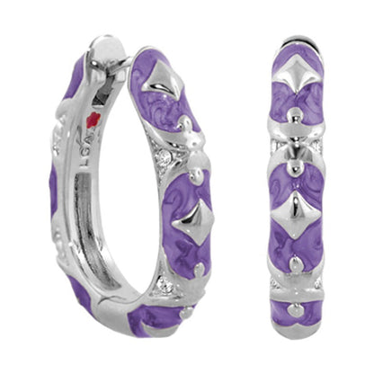 Stackable Fiesta Earrings — Studded Hoop, purple enamel with silver by Lauren G Adams on Tampa Home & Garden Store