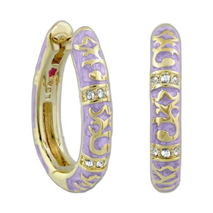 Stackable Fiesta Pavé Hoop earrings set of 3 in purple enamel with gold scrollwork and diamonds on Tampa Home & Garden Store