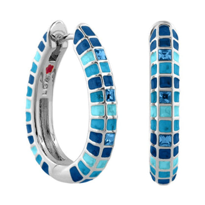 Stackable Fiesta Earrings Mosaic Crystal Hoop blue tiles on silver-tone hoop Lauren G Adams on Tampa Home & Garden Store