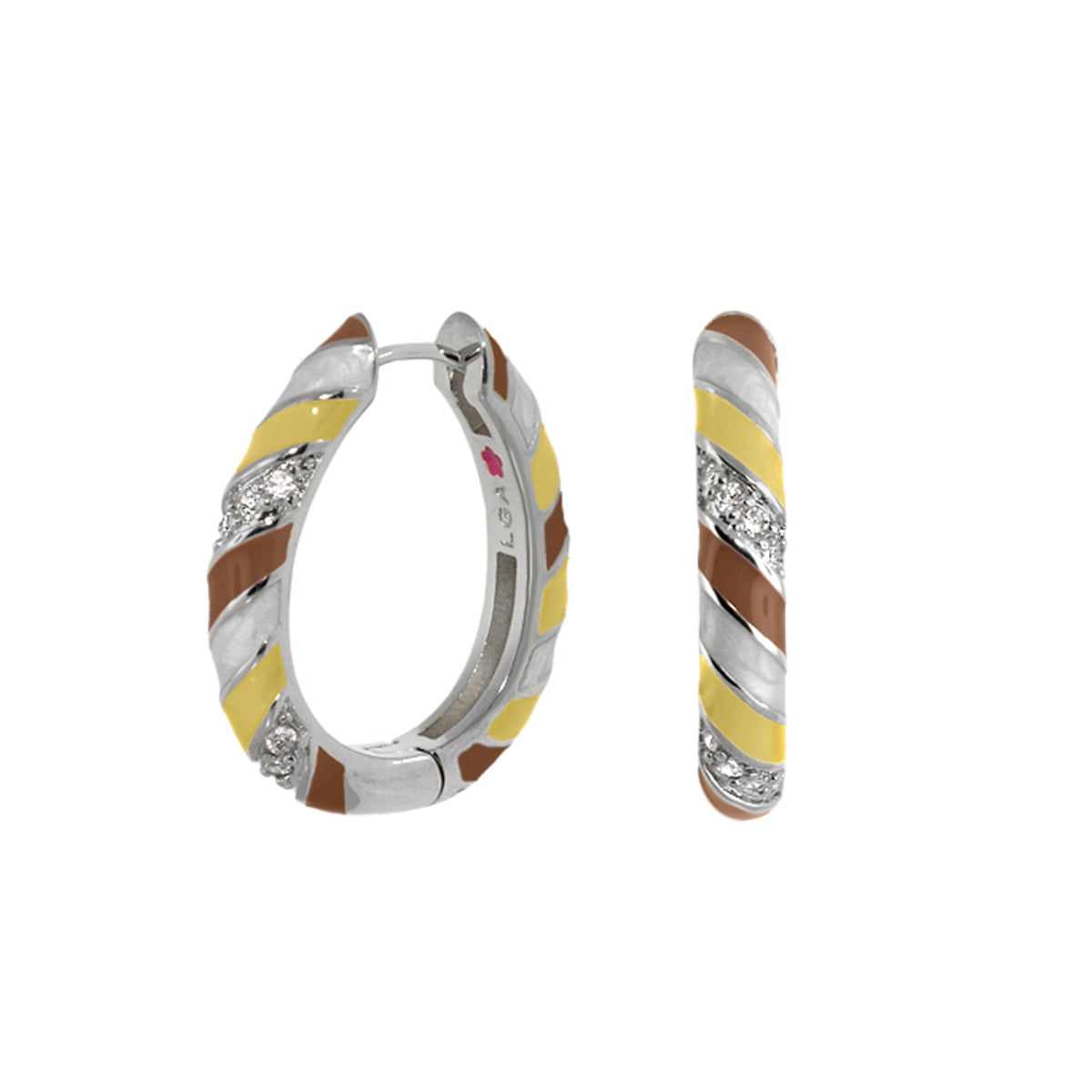 Stackable Fiesta Earrings Enamel Hoop Pavé yellow brown enamel with crystals Lauren G Adams on Tampa Home & Garden Store