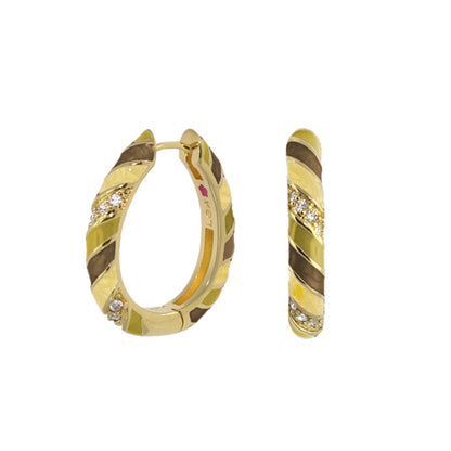 Stackable Fiesta Earrings enamel stripe pavé hoop, gold-tone pair with diamonds by Lauren G Adams on Tampa Home & Garden Store