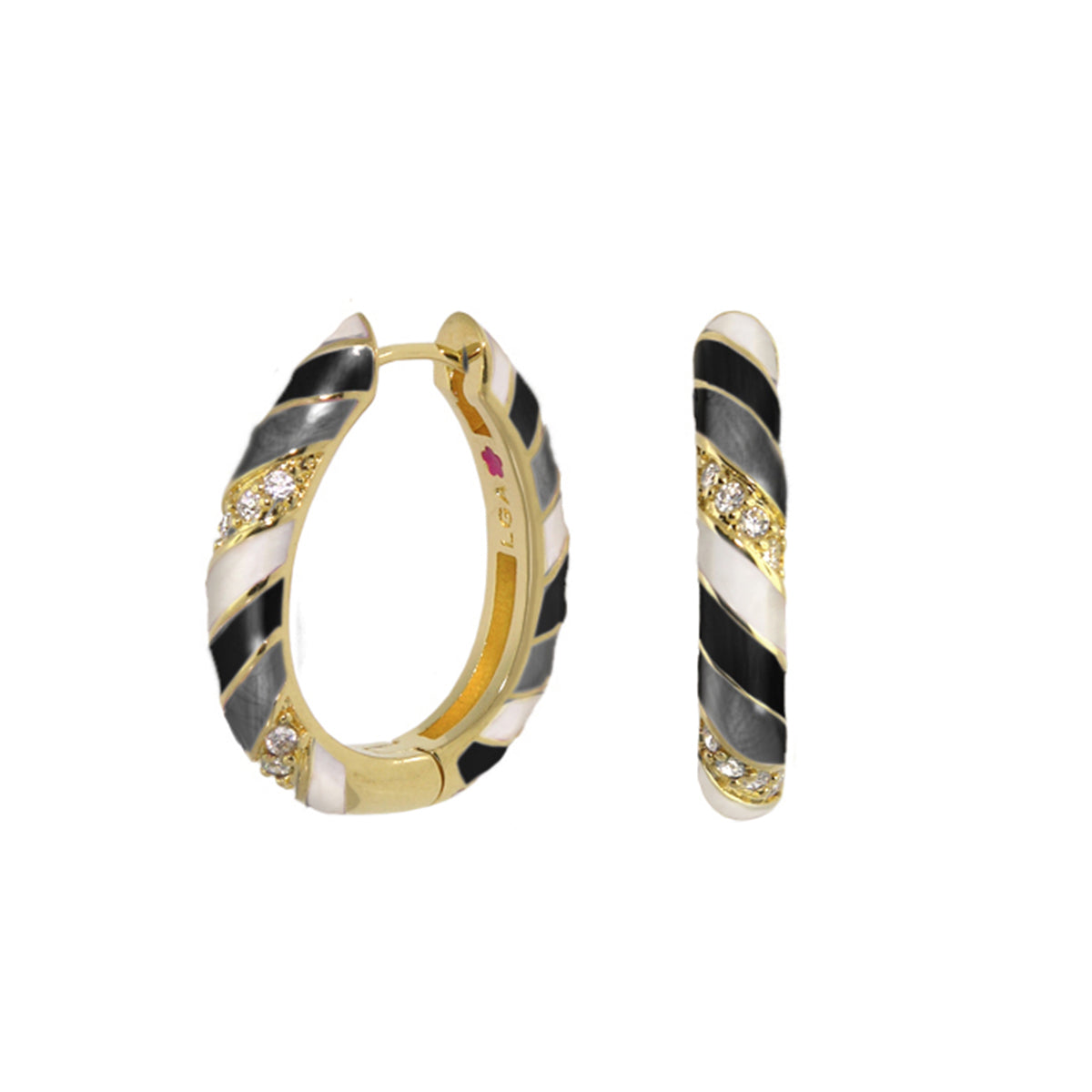 Stackable Fiesta Earrings Enamel Stripe Pavé Hoop by Lauren G Adams, gold-tone striped enamel on Tampa Home & Garden Store