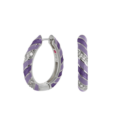 Stackable Fiesta Enamel Stripe Pavé Hoop earrings, purple enamel, Lauren G Adams pair on Tampa Home & Garden Store