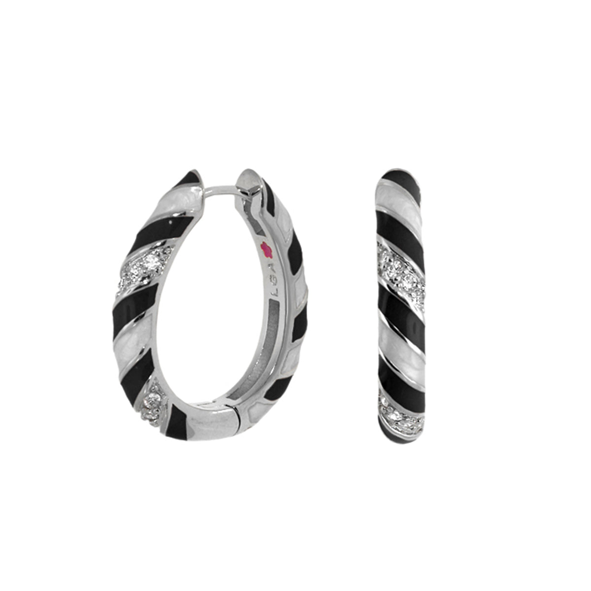 Stackable Fiesta Earrings stripe pavé hoop, black enamel on silvertone, Lauren G Adams on Tampa Home & Garden Store