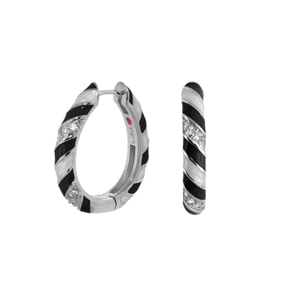 Stackable Fiesta Earrings stripe pavé hoop, black enamel on silvertone, Lauren G Adams on Tampa Home & Garden Store