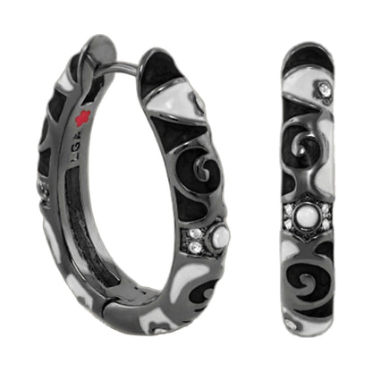 Stackable Fiesta Earring 3-piece set by Lauren G Adams, dark marbled silver hoops with crystals on Tampa Home & Garden Store
