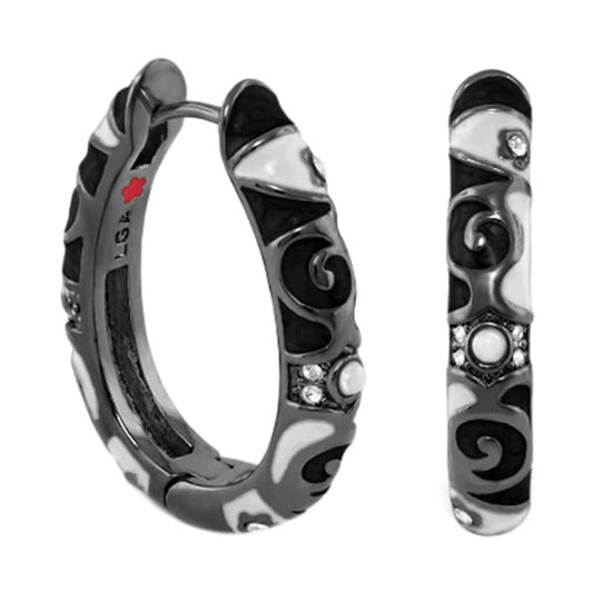 Stackable Fiesta Earring pair in black white gray enamel with crystals by Lauren G Adams on Tampa Home & Garden Store